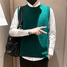 秋冬欧美简约内搭坎肩针织衫圆领毛衣无袖背心男纯色EA001-P36，男装背心/马甲，星座911-3
