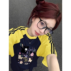 夏季美式高街重磅纯棉三条杠织带插肩撞色男女短袖T恤CZ201-特P25，男装T恤，电商A486