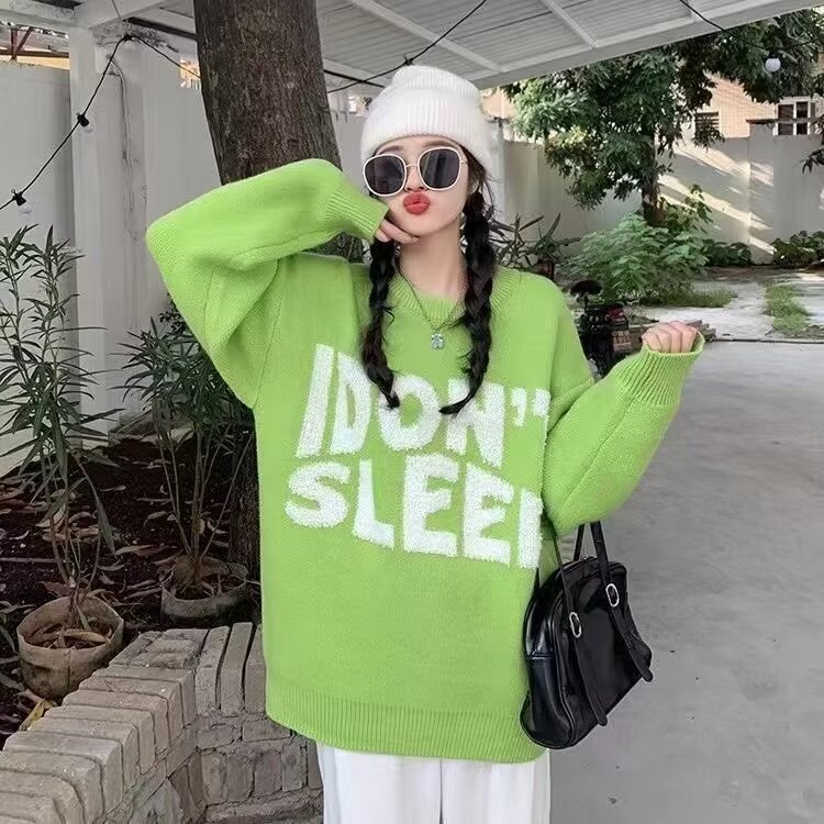 美式男女圆领针织衫百搭气质宽松情侣装毛衣秋冬外套MMY09 P47图片