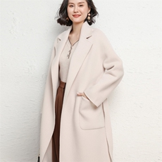 时尚显瘦长款羊毛大衣女冬季新款韩版宽松气质外套，女装双面呢大衣，乾庄羊绒