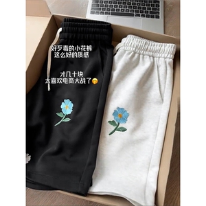 B221 美式ins高街刺绣小花休闲短裤五分裤 LK25544-特P25控58.8图片