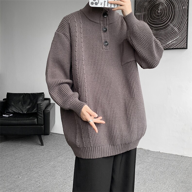 8XL-M特大码冬季立领毛衣纽扣高级设计感情侣?袖毛衫MY1208P65,男装针织衫/毛衣,电商D206-1