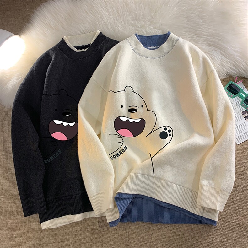 控78假两件毛衣男大码加绒针织衫男毛线衣M80131-P55加绒P70,男装针织衫/毛衣,电商A040