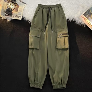 美式工装裤男秋冬季束脚休闲裤复古潮牌直筒宽松运动裤AK827-p40图片