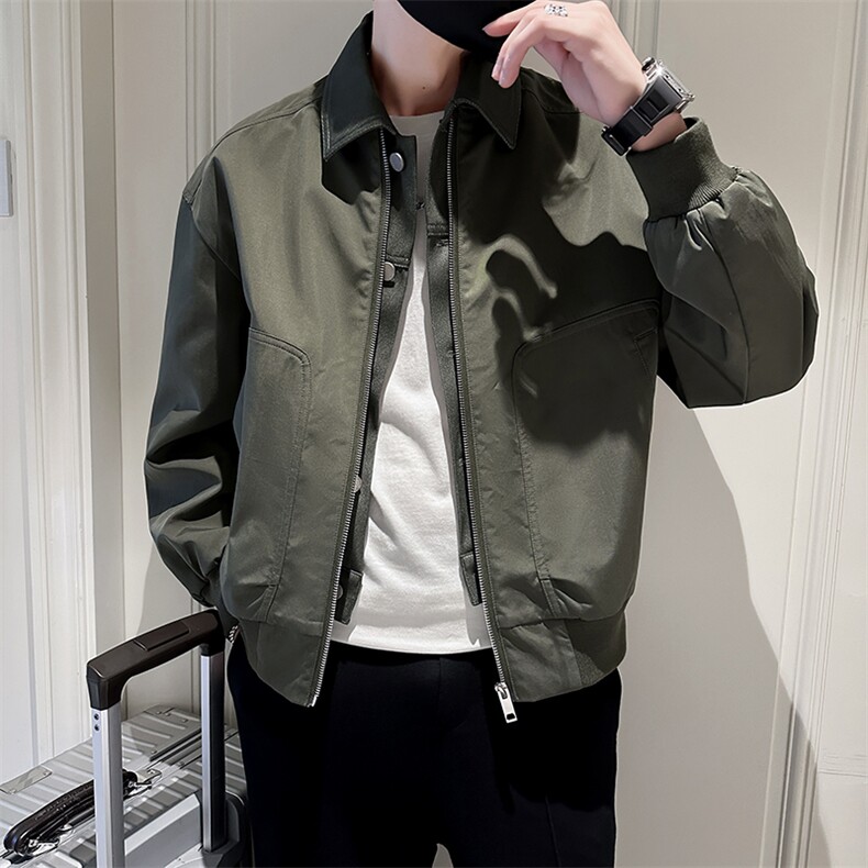 秋季2024轻熟抖音小伙假两件纯色休闲夹克店主风A236-JK5031-P115,男装夹克,电商A236
