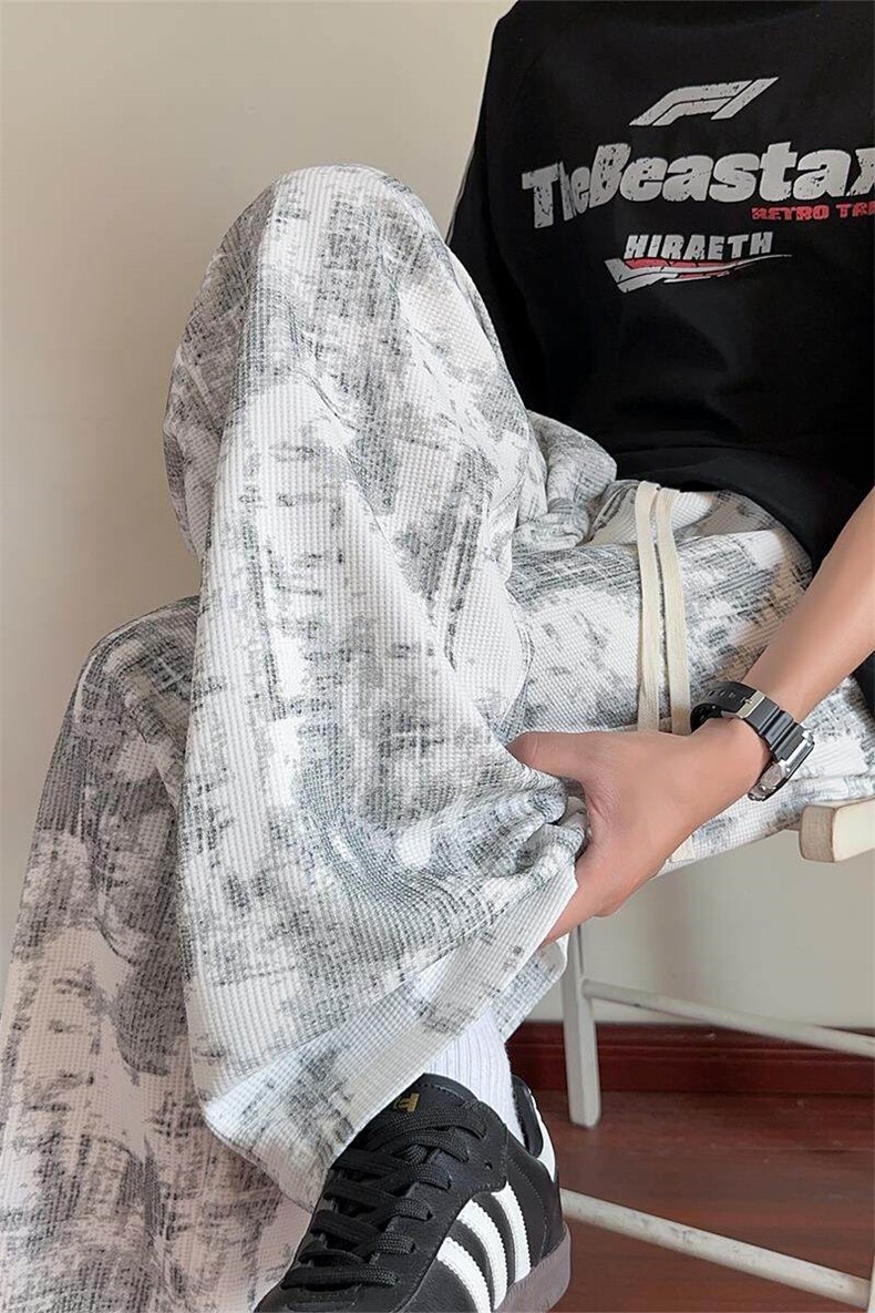 特批P26无差价夏季小众设计感华夫格扎染纹理感大码休闲裤男K5919,男装休闲裤,电商A001-1