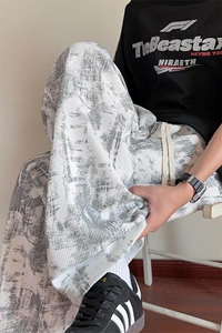 特批P26无差价夏季小众设计感华夫格扎染纹理感大码休闲裤男K5919图片