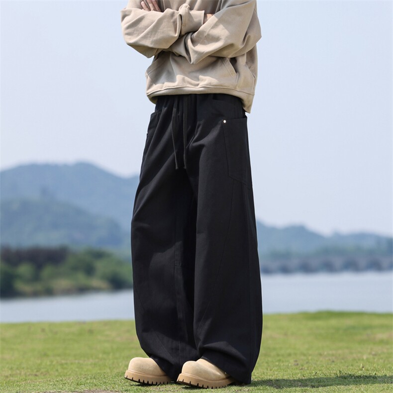 美式复古褶皱秋夏cleanfit宽松直筒简约阔腿休闲裤子K02535-P60,男装休闲裤,星座308B-2