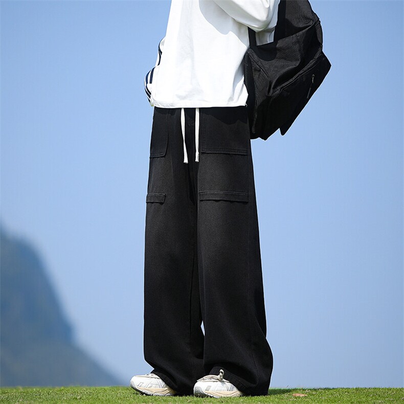 A1155TP50控70-秋季新款大口袋设计牛仔裤男美式潮牌宽松直筒裤子,男装牛仔裤,电商B241