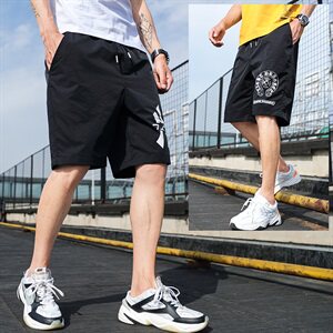夏季透气薄款休闲短裤五分裤宽松紧腰大裤衩模图案图片