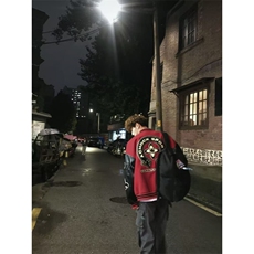 1506-1/JW9211/P45美式复古十字架棒球服字母红色新年外套拼接，女装短外套，星座1506-1