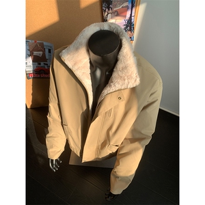 座山雕 巴恩风冬季加绒仿兔毛立领棉衣 9171-P100图片