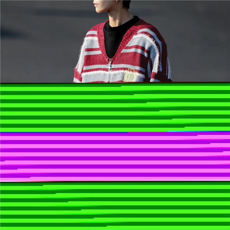 秋冬季新款美式复古条纹破坏感针织衫男宽松开衫毛衣图片