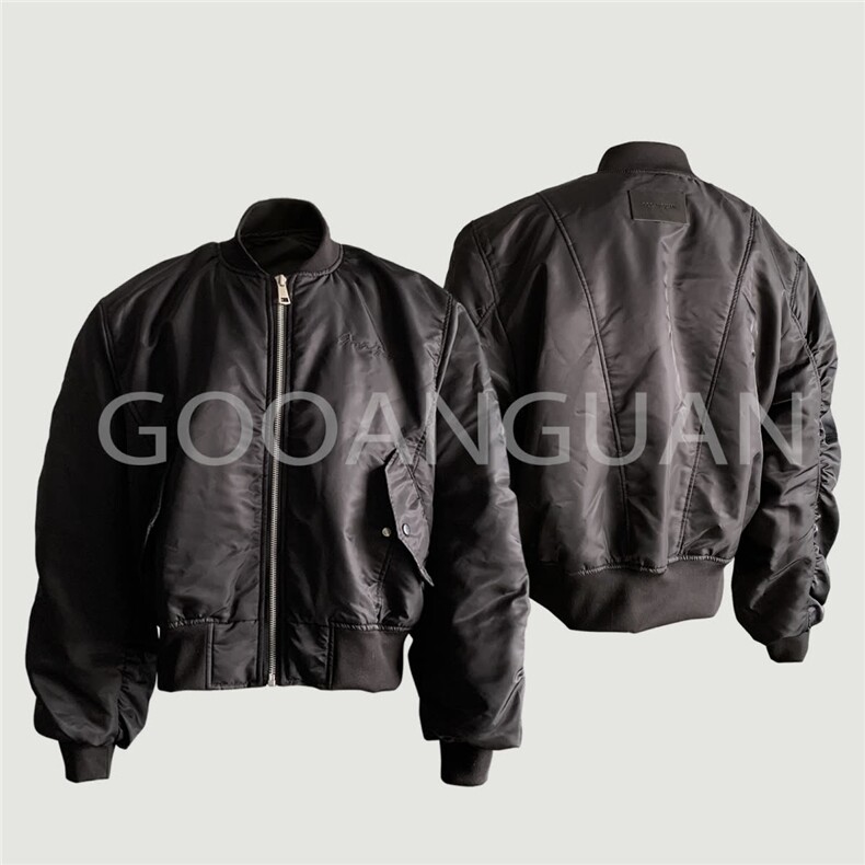 棒球领棉服外套加厚保暖廓形短款弯刀袖飞行员夹克LF1018P95,男装夹克,电商D256-2(原A064-2)