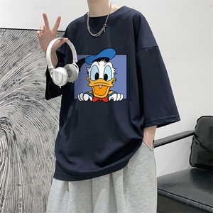 Q11223-P30 唐老鸭春夏季七分袖t恤男大码五分袖男短袖中袖大皂风图片