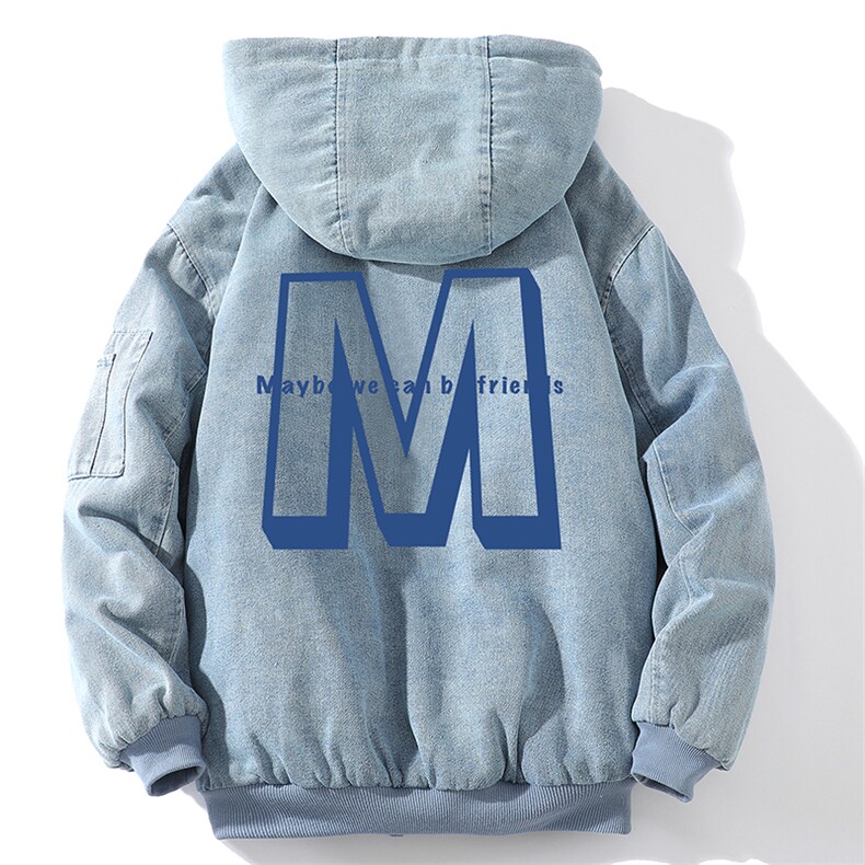 牛仔外套男大码加厚加绒衣男羊羔毛服男NM53260-P140网格,男装棉衣,电商A040A