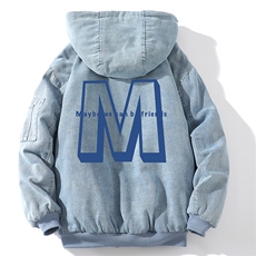 牛仔外套男大码加厚加绒衣男羊羔毛服男NM53260-P140网格，男装棉衣，电商A040A