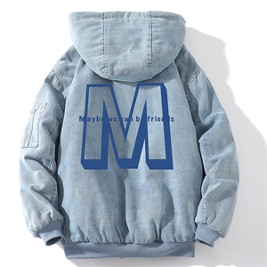 牛仔外套男大码加厚加绒衣男羊羔毛服男 NM53260-P140  网格图片
