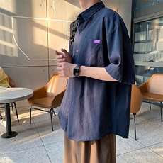 复古衬衫男夏装港风学生宽松小众设计感新款男装CS0565-P30，男装衬衫，星座308B-2