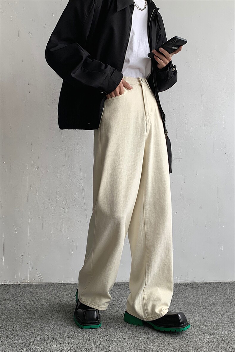 米白色牛仔裤男宽松阔腿休闲长裤子NK511-P55,男装牛仔裤,星座512-1（原513-3）