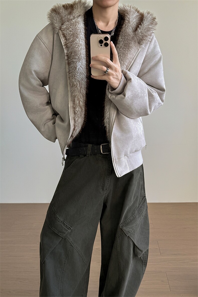 座山雕棉衣猫耳麂皮毛领加厚保暖连帽棉服男5D4092-TP100178,男装棉衣,电商A102