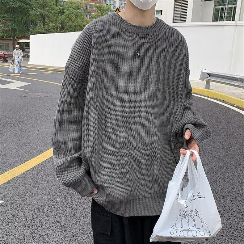 流行潮休闲常规冬季圆领韩系慵懒风纯色毛衣男港风宽松长袖M09,男装针织衫/毛衣,星座506