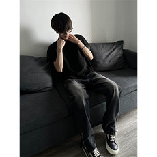 秋季美式ins高街hiphop拉链直筒重工艺水洗牛仔裤货号K685P55，男装牛仔裤，电商A063