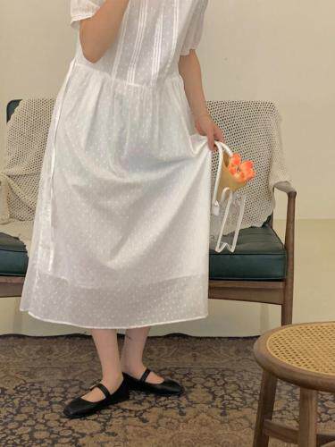 夏季新款温柔纯色点点连衣裙，女装连衣裙，Here Bella(5F)