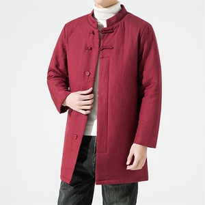 M2230^风男士棉衣中长款复古盘扣汉服大衣棉袄冬季加厚外套图片