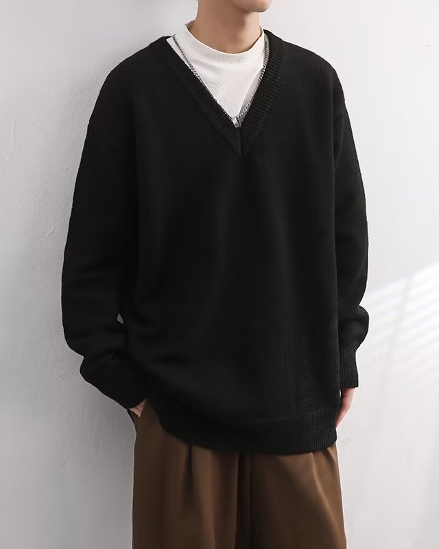 男士冬季V领毛衣韩版潮流慵懒风针织衫M2309P48,男装针织衫/毛衣,星座1116-2
