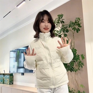 小众学院风复古拼接麻花拼接羽绒棉服女冬季甜美百搭保暖棉衣外套图片