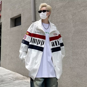 美式高街赛车服男外套上衣服潮流情侣痞帅机车夹克J42-P73