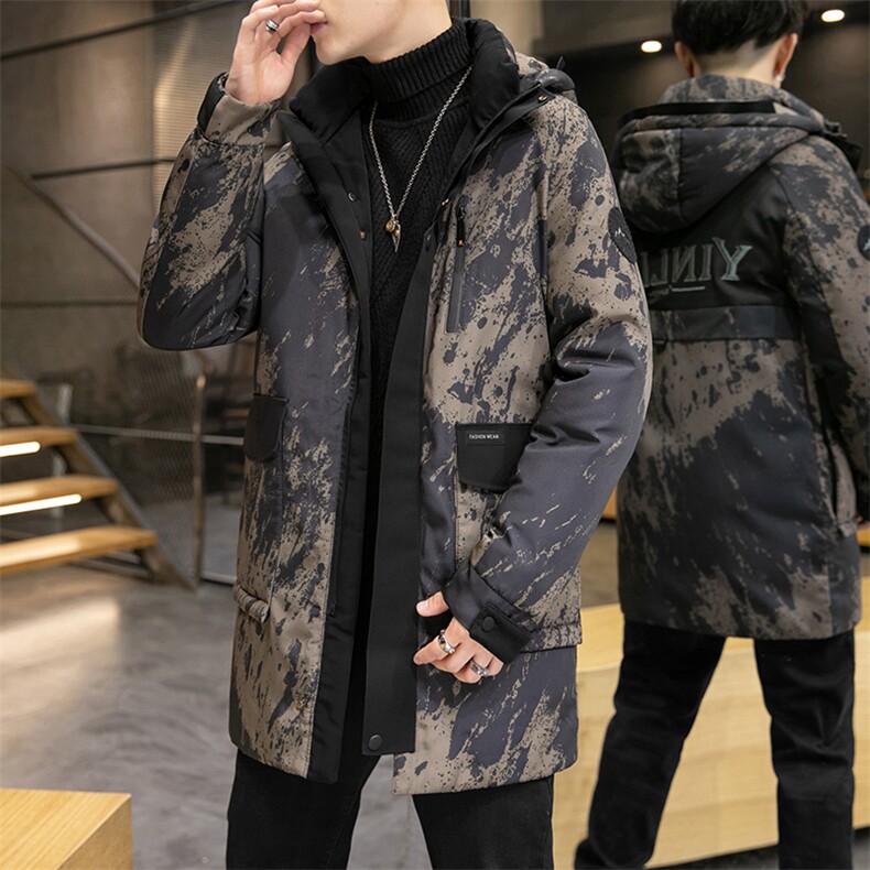 中长款羽绒服男士冬季加厚保暖外套中青年男装连帽休闲潮流上衣,男装羽绒服,电商B212（原钱塘6029）