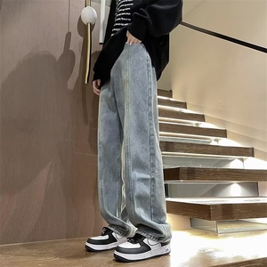 冬季加绒牛仔裤男潮牌直筒加厚休闲裤美式裤子高街ins潮 KF2252图片