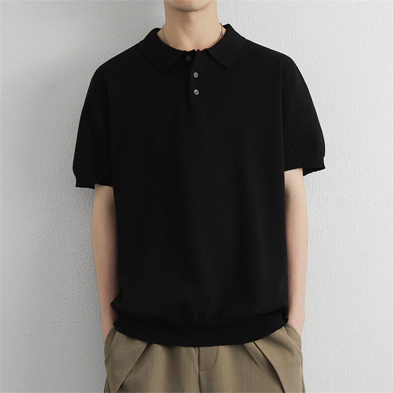 花棕色针织衫翻领polo/短袖简约休闲男款,男装Polo衫,星座914