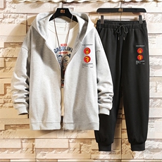 TK6093-P85开衫连帽卫衣套装男运动套装两件套砖墙挂拍，男装卫衣，电商A040A