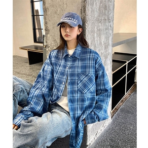 港风衬衫设计感耐磨格子衬衫休闲百搭MD-H506-特批43控69图片
