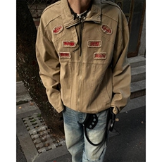 【有货】贴布字母刺绣牛仔外套男春秋立领工装夹克J41CC-特P65，男装夹克，星座1007（原301D）