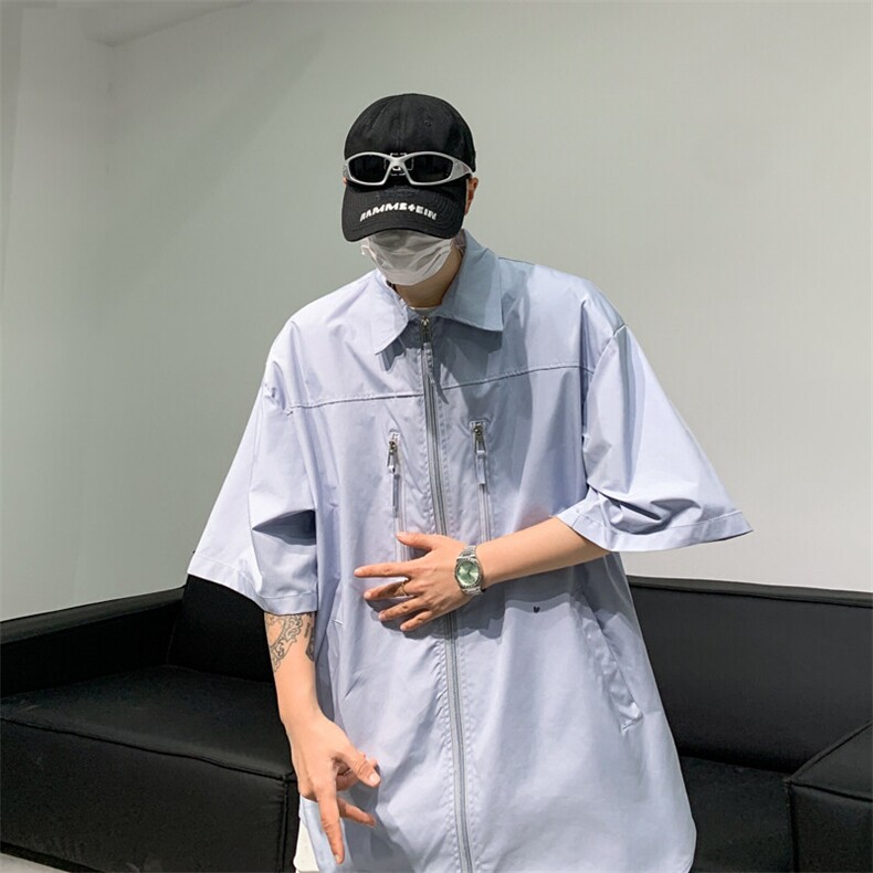 衬衫男士短袖韩版潮流痞子帅气夏季2025新款ins宽松外套CY745-P36图片