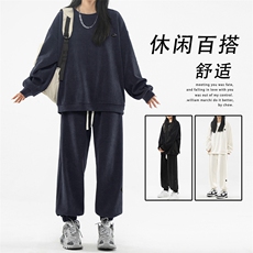 秋季潮牌宽松条绒圆领卫衣套装休闲阔腿卫裤两件套TZ832-特批98，男装卫衣，星座718