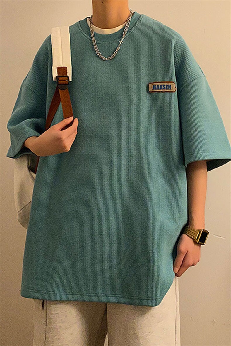 华夫格短袖t恤男夏季ins潮牌潮流宽松百搭大码-JK23224-P25控38,男装T恤,星座605(原A050)