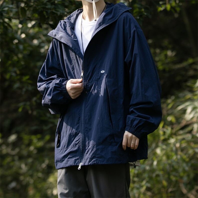 港风大码日系夏季男女情侣款连帽防晒服外套XZ213-FS998-P55控78，男装防晒衣，星座213