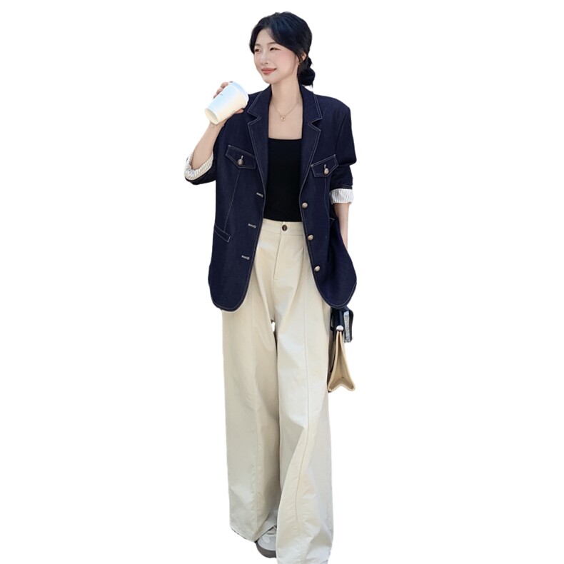【新品】学院风防牛仔西装外套2C105-Q505-P145-K198,女装西装,2C105