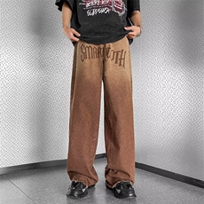 美式vibe裤子高街水洗牛仔裤男设计感小众拉链裤C8018P50，男装牛仔裤，星座1116-2