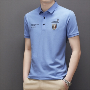 男装polo衫短袖翻领2023夏季新款短袖保罗衫商务休闲中年男士上衣,格子衫娃娃领子怎么搭配马甲图片