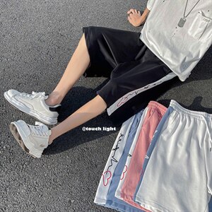 夏季条纹拼接短裤 宽松直筒五分裤DK619 XZ1004-1 P28 控38图片