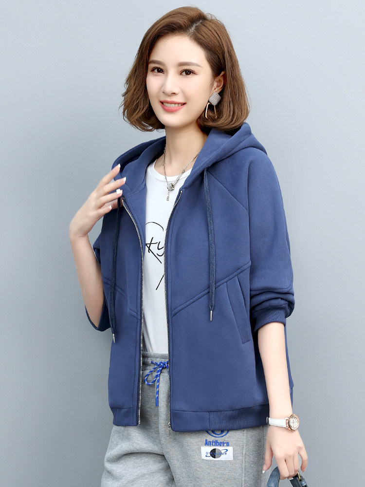 2021冬季新款时尚休闲连帽加绒外套女宽松显瘦保暖上衣图片