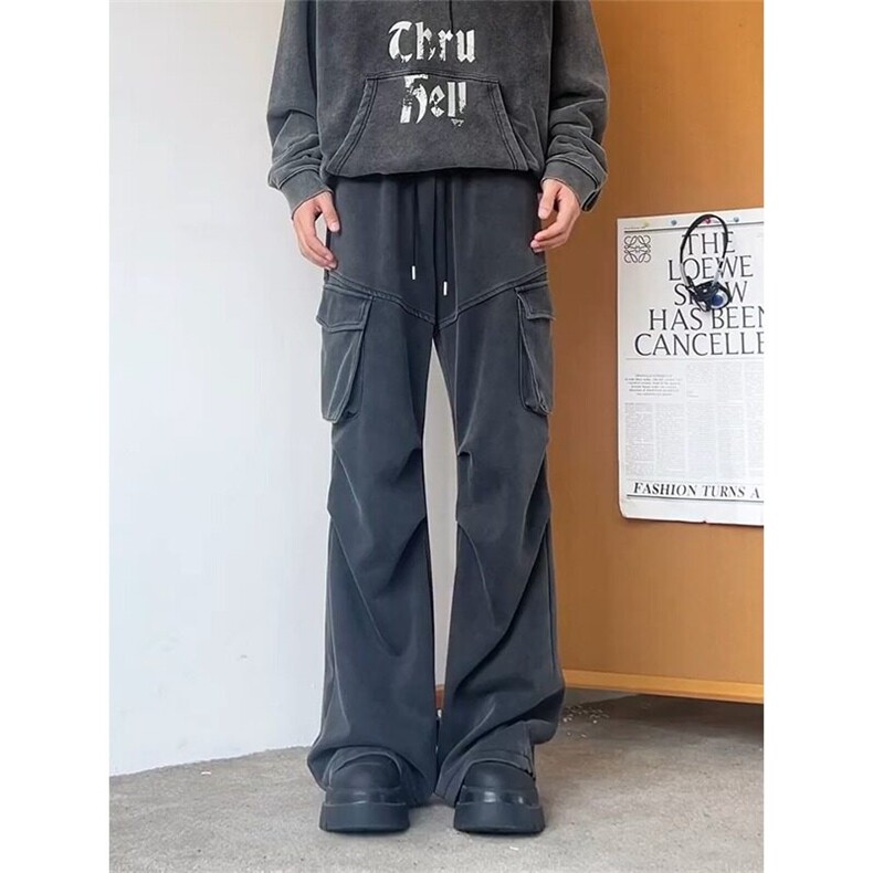 W9244-P63网图现货春季新款水洗宽松休闲长裤美式伞兵工装直筒裤,男装休闲裤,星座1608-2