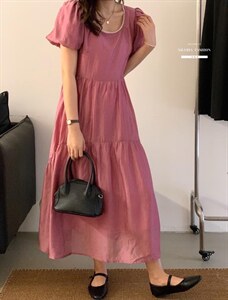 法式泡泡袖连衣裙夏季设计感众温柔高级感初恋裙子图片