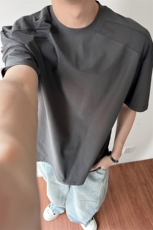 夏装速干防晒冰丝凉感透气短袖T恤男装夏季网眼拼接半袖S429-特23，男装防晒衣，电商A233-1